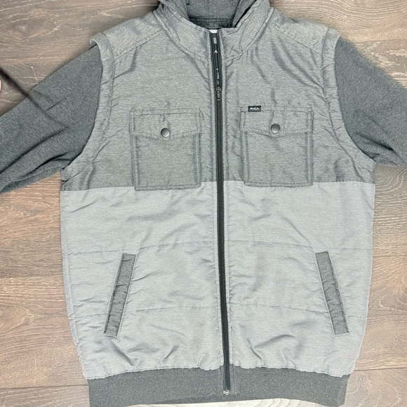 RVCA Gray Zip Up Sweater Casual Sporty Design - Picture 2 of 5